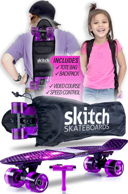 Gift the ultimate skateboard package for kids, teens, and adults! Our premium set includes a mini cruiser board, skateboard backpack, video course, speed control, and skate tool—perfect for beginners and pros alike.